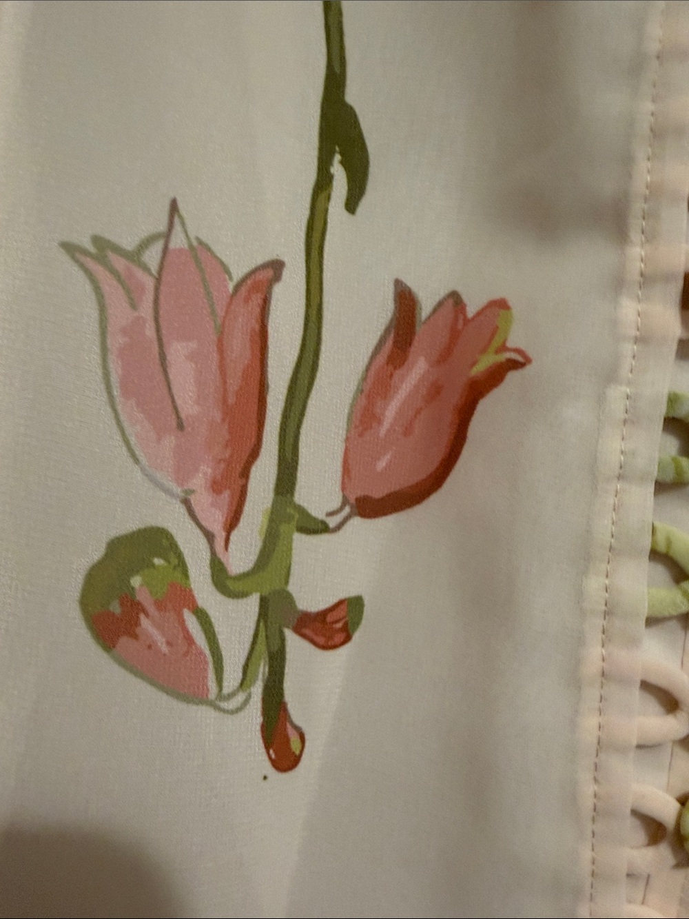 Petal & Pup Sheer Floral Button-Front Blouse in Cream, Pink & Green - Picture 5 of 11